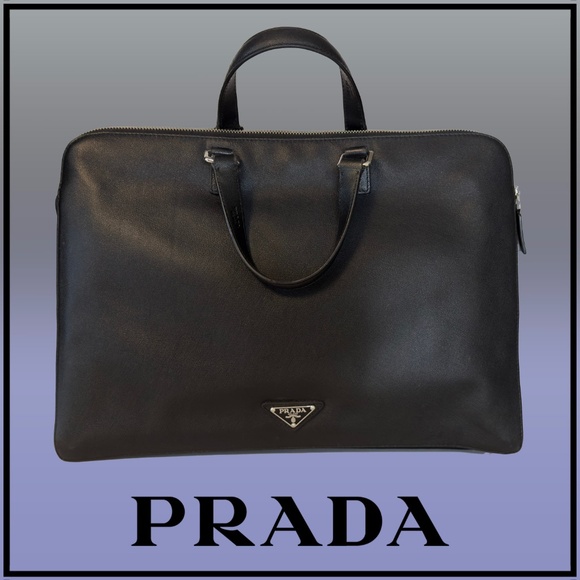 Prada leather briefcase. (AVAILABLE UNTIL AUGUST 31st) - Picture 1 of 5